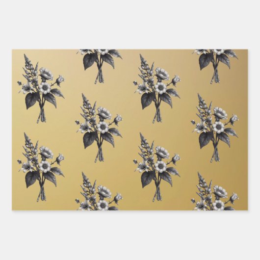 Schilde mit Efeu auf goldenem Hintergrund Geschenkpapier Set (Vorderseite 3)