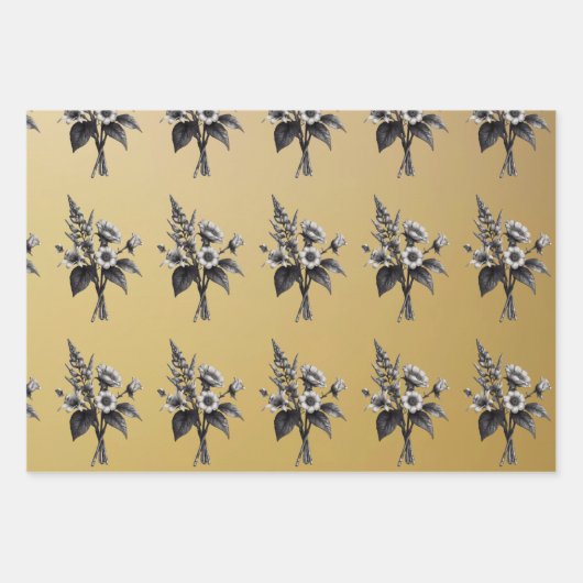 Schilde mit Efeu auf goldenem Hintergrund Geschenkpapier Set (Vorderseite 2)