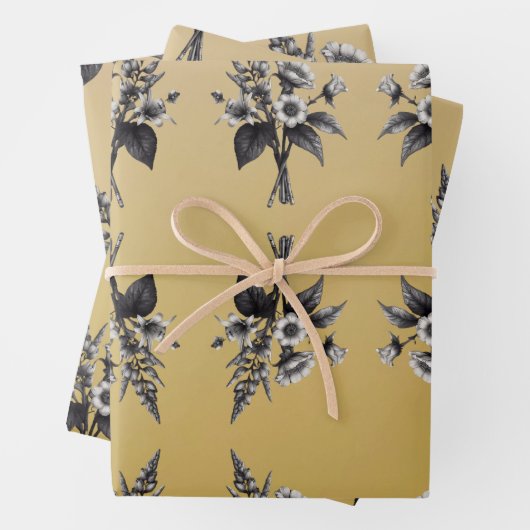 Schilde mit Efeu auf goldenem Hintergrund Geschenkpapier Set (Beispiel)