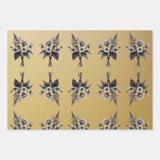 Schilde mit Efeu auf goldenem Hintergrund Geschenkpapier Set (Vorderseite)