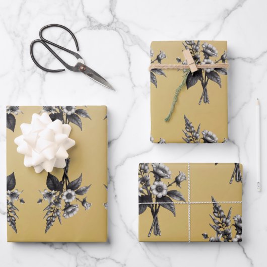 Schilde mit Efeu auf goldenem Hintergrund Geschenkpapier Set (Vorderseite)