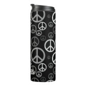 Schilder für den gescannten Frieden Schwarz-Weiß-I Thermosbecher (Nach rechts gedreht)