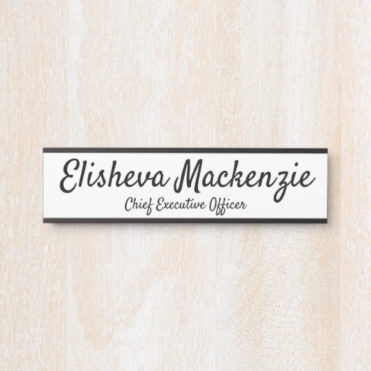 Schilder für die schwarze und weiße Bürotür Name P (Vorderseite )