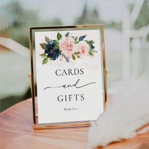 Schilder für Navy & Blush Pink Blumenkarten und Ge