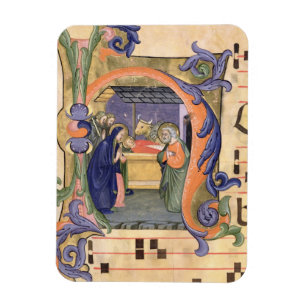 Schilderung Initiale "H" Frau 571 f.6r Historiated Magnet