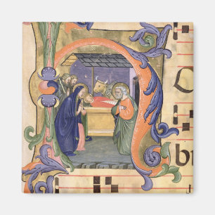 Schilderung Initiale "H" Frau 571 f.6r Historiated Magnet