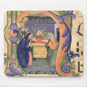 Schilderung Initiale "H" Frau 571 f.6r Historiated Mousepad