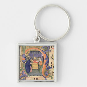 Schilderung Initiale "H" Frau 571 f.6r Historiated Schlüsselanhänger