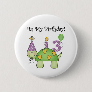 Schildkröte 3. Geburtstag - Hemden und Geschenke Button
