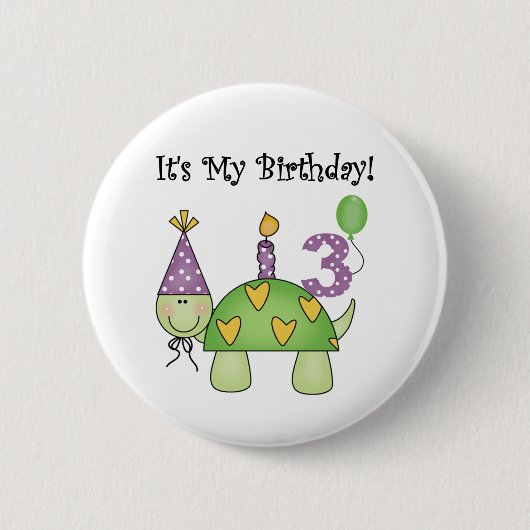 Schildkröte 3. Geburtstag - Hemden und Geschenke Button (Vorderseite)