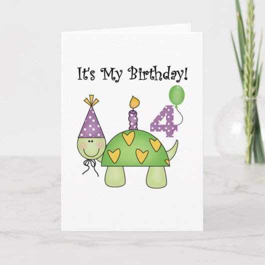 Schildkröte 4. Geburtstag - Hemden und Geschenke Karte (Vorderseite)