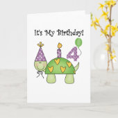 Schildkröte 4. Geburtstag - Hemden und Geschenke Karte (Gelbe Blume)