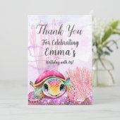 Schildkröte 4. Geburtstag, unter dem Meer Dankeskarte (Stehend Vorderseite)