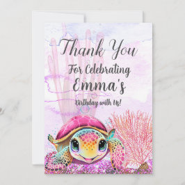 Schildkröte 4. Geburtstag, unter dem Meer Dankeskarte
