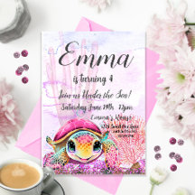 Schildkröte 4. Geburtstag, unter dem Meer