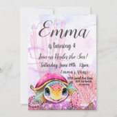 Schildkröte 4. Geburtstag, unter dem Meer Einladung (Vorderseite)