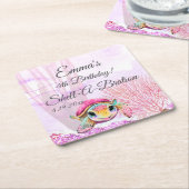 Schildkröte 4. Geburtstag, unter dem Meer Rechteckiger Pappuntersetzer (angewinkelt)