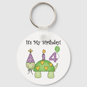 Schildkröte-4. Geburtstags-T-Shirts und Geschenke Schlüsselanhänger