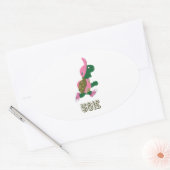 Schildkröte 50 K - Rosa Ovaler Aufkleber (Umschlag)