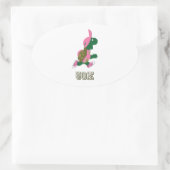 Schildkröte 50 K - Rosa Ovaler Aufkleber (Tasche)