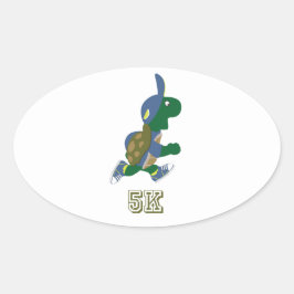 Schildkröte 5K - Blau Ovaler Aufkleber