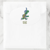 Schildkröte 5K - Blau Ovaler Aufkleber (Tasche)