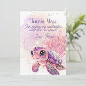 Schildkröte 7. Geburtstag, unter dem Meer, Dankeskarte (Stehend Vorderseite)