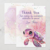 Schildkröte 7. Geburtstag, unter dem Meer, Dankeskarte (Vorne/Hinten)