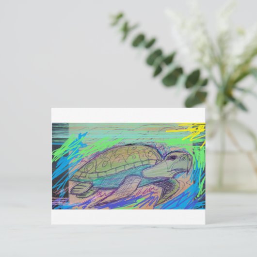 Schildkröte 7 postkarte (Stehend Vorderseite)