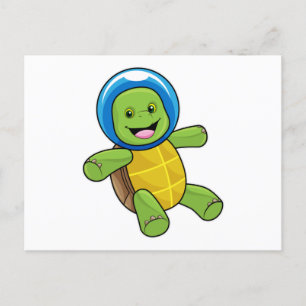 Schildkröte als Astronaut mit Glasball Postkarte