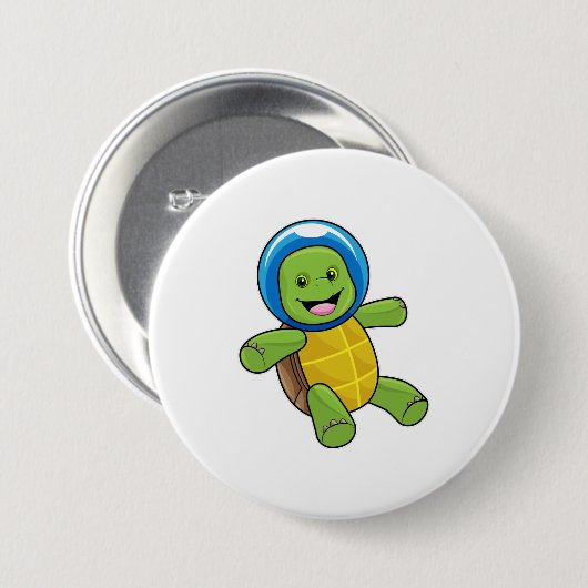 Schildkröte als Astronaut mit Glaskugel Button (Vorne & Hinten)