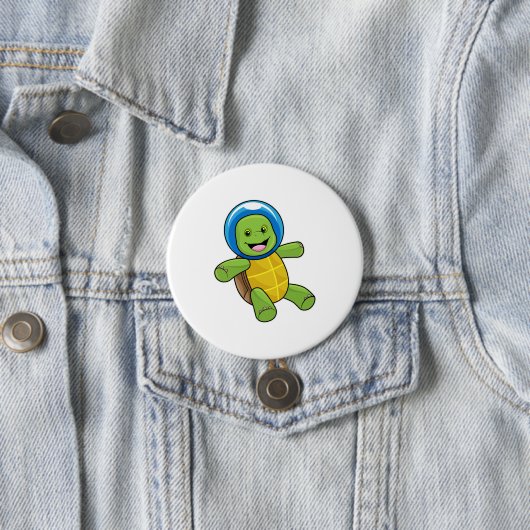 Schildkröte als Astronaut mit Glaskugel Button (Beispiel)
