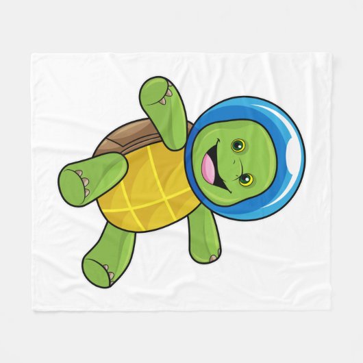 Schildkröte als Astronaut mit Glaskugel Fleecedecke (Vorderseite (Horizontal))