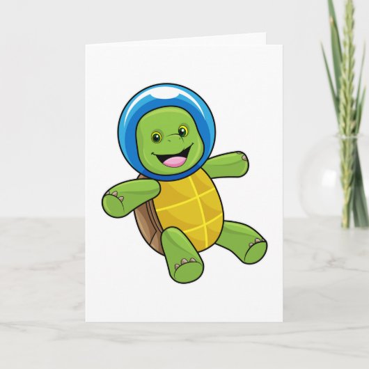 Schildkröte als Astronaut mit Glaskugel Karte (Vorderseite)