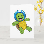 Schildkröte als Astronaut mit Glaskugel Karte (Gelbe Blume)