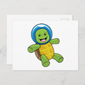 Schildkröte als Astronaut mit Glaskugel Postkarte (Vorne/Hinten)