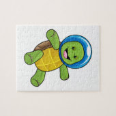 Schildkröte als Astronaut mit Glaskugel Puzzle (Horizontal)