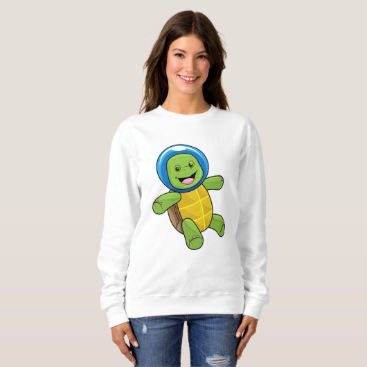 Schildkröte als Astronaut mit Glaskugel Sweatshirt (Vorne ganz)