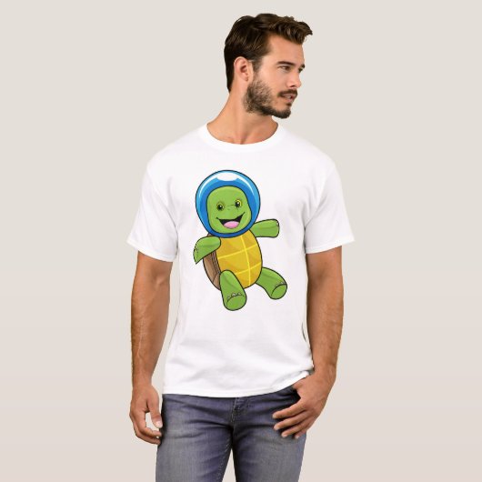 Schildkröte als Astronaut mit Glaskugel T-Shirt (Vorne ganz)