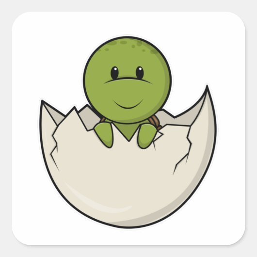 Schildkröte als Baby mit Ei-Muschel Quadratischer Aufkleber (Vorderseite)