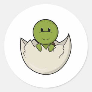 Schildkröte als Baby mit Ei-Muschel Runder Aufkleber