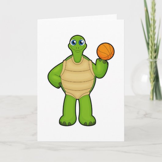 Schildkröte als Basketballspieler mit Basketball Karte (Vorderseite)