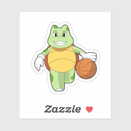 Schildkröte als Basketballspieler mit Basketball.P Aufkleber (Blatt)
