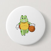 Schildkröte als Basketballspieler mit Basketball.P Button (Vorderseite)