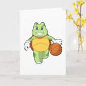 Schildkröte als Basketballspieler mit Basketball.P Karte (Gelbe Blume)
