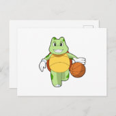 Schildkröte als Basketballspieler mit Basketball.P Postkarte (Vorne/Hinten)