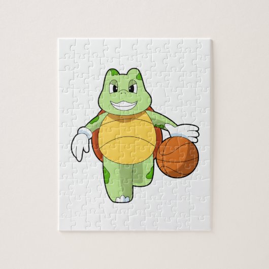 Schildkröte als Basketballspieler mit Basketball.P Puzzle (Vertikal)