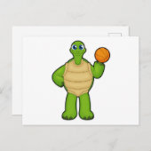 Schildkröte als Basketballspieler mit Basketball Postkarte (Vorne/Hinten)