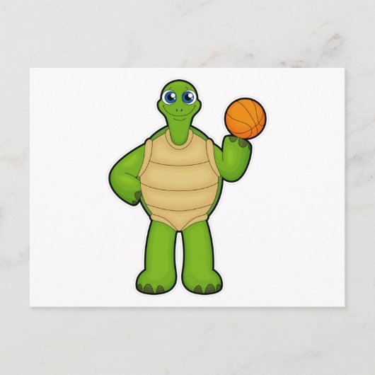 Schildkröte als Basketballspieler mit Basketball Postkarte (Vorderseite)