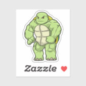 Schildkröte als Bodybuilder mit Sechserpack Aufkleber (Blatt)